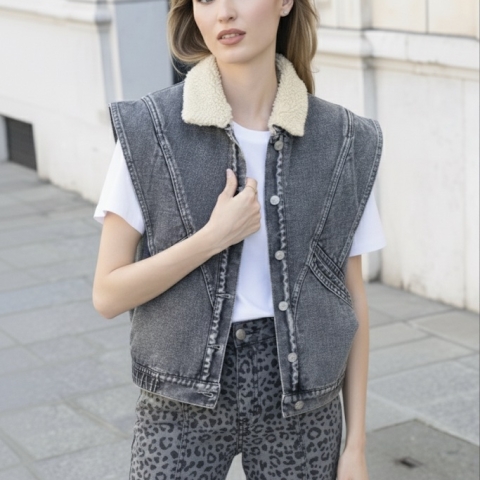 CHALECO DENIM BORREGO